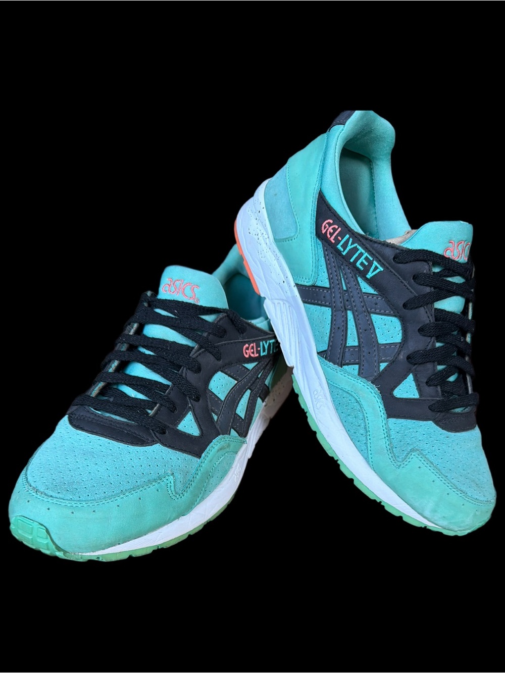Asics Gel-Lyte V Turquoise & Black Running Shoes Men’s size 10.5 GUC